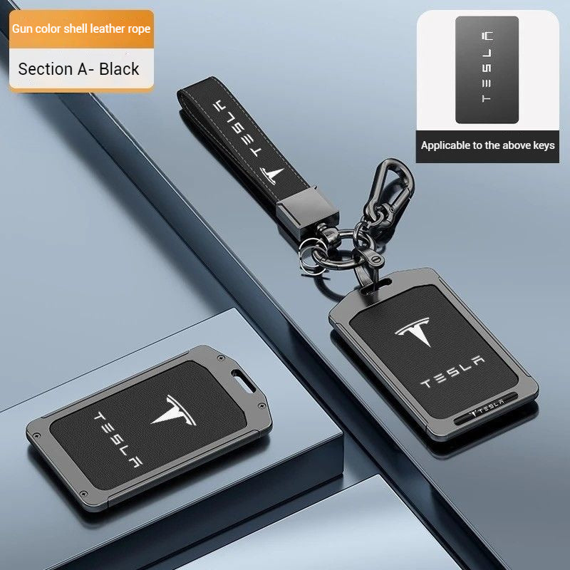 Load image into Gallery viewer, Tesla Alloy-Framed Leather Card Key Case for Model 3 &amp; Model Y - i-Station Mobile Phone &amp; Electronic Device Repair and Accessories
