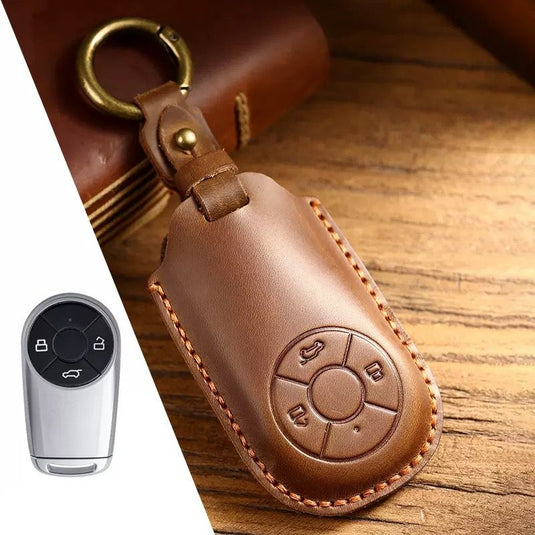 Great Wall Handcrafted Genuine Leather Car Key Fob Case Cover For ORA Good Cat, Lightning Cat, Black Cat, Ballet Cat, Good Cat GT, White Cat