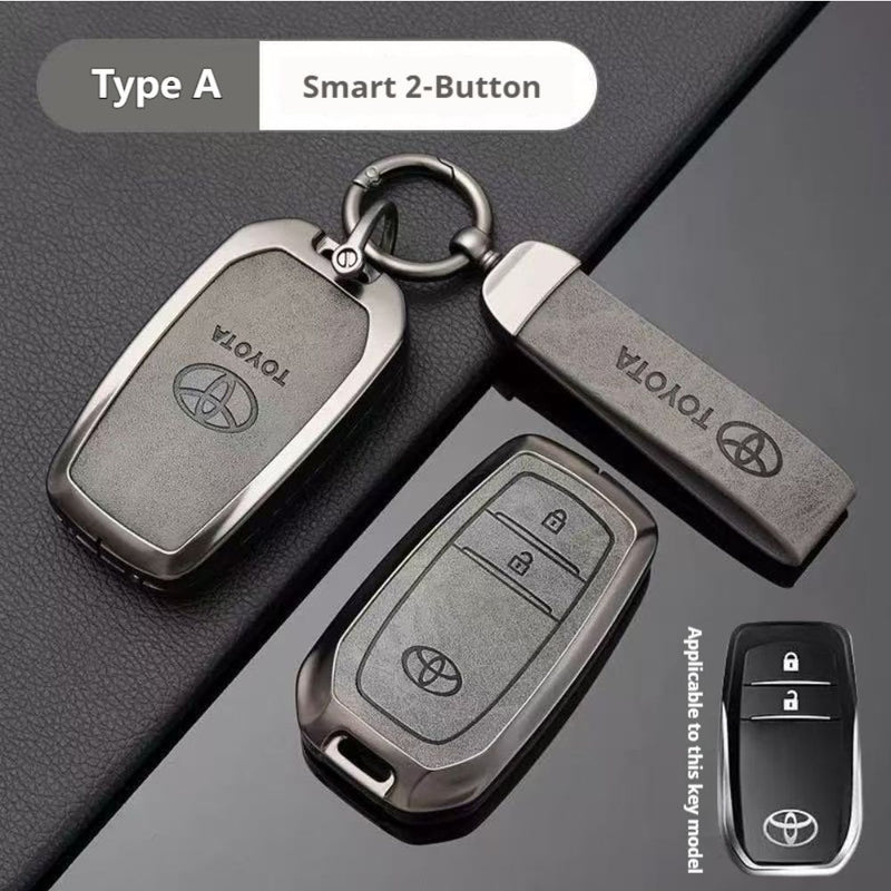 Load image into Gallery viewer, Toyota Zinc Alloy + PU Leather Car Key Fob Case Cover For Camry, RAV4, Highlander, Prado, Crown
