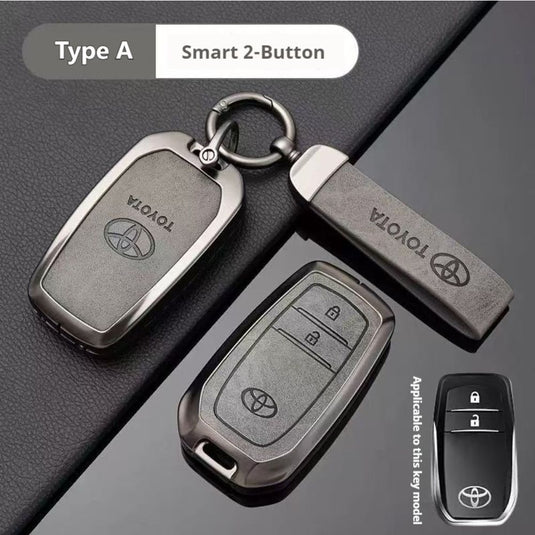 Toyota Zinc Alloy + PU Leather Car Key Fob Case Cover For Camry, RAV4, Highlander, Prado, Crown