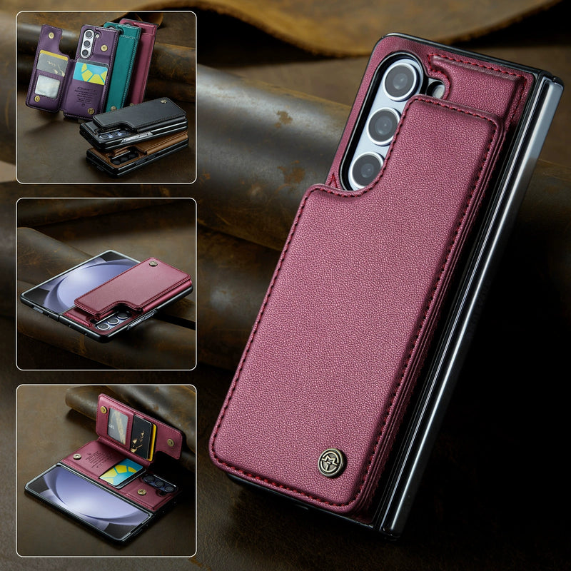 Load image into Gallery viewer, Samsung Galaxy Z Fold 6 (SM-F956) Premium Leather Flip Shockproof Wallet Series Case
