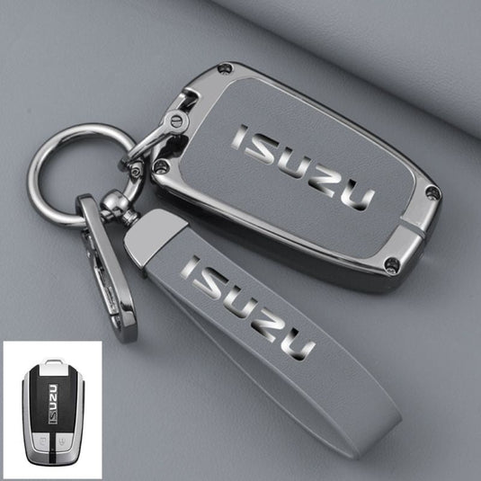 Isuzu Zinc Alloy PU Leather Car Key Fob Case Cover For D-MAX, MUX