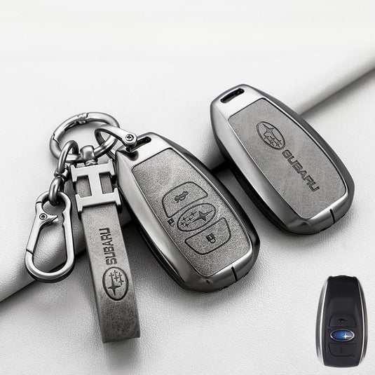 Subaru Zinc Alloy + PU Leather Car Key Fob Protective Cover Case For Outback, Forester, Impreza, WRX, XV, Crosstrek, Legacy