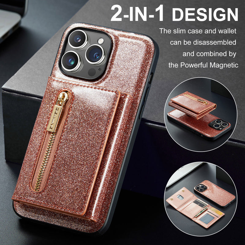 Load image into Gallery viewer, [With Card Slot] Apple iPhone 14/Pro/Pro Max/Plus Glitter Leather Shockproof Wallet Series Case
