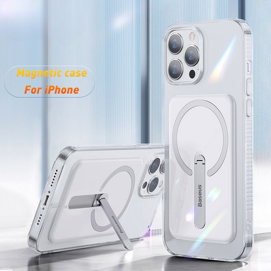 [Built-in Stand][Magsafe Compatible] Apple iPhone 13/Pro Max Baseus Silicone Transparent Essentials Series Case