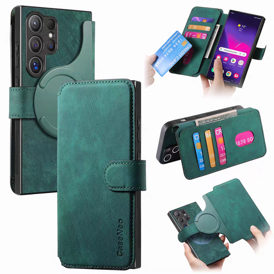 [Magsafe Compatible][Detachable] Samsung Galaxy S21 /Plus /Ultra /FE Leather Flip Shockproof Wallet Series Case With Card Slot