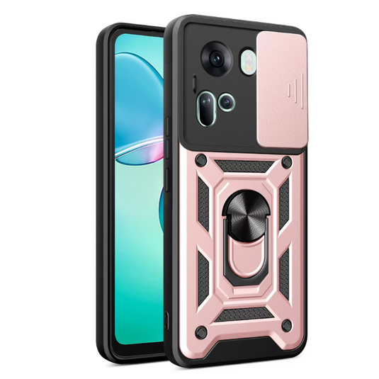 [Built-in Ring Bracket] Oppo Reno12/Pro 360 Degree Rotatable Metal Ring Outdoor Protective Case With 1 Piece Tempered Glass Film