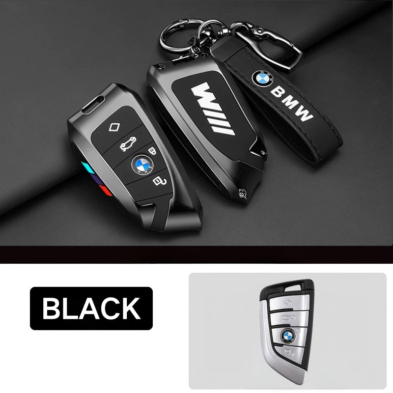 Load image into Gallery viewer, BMW Premium Leather Protection Car Key Fob Case Cover For BMW 5 Series (530), 3 Series (330Li), 7 Series, X1, X3, X5, iX3 (2026)
