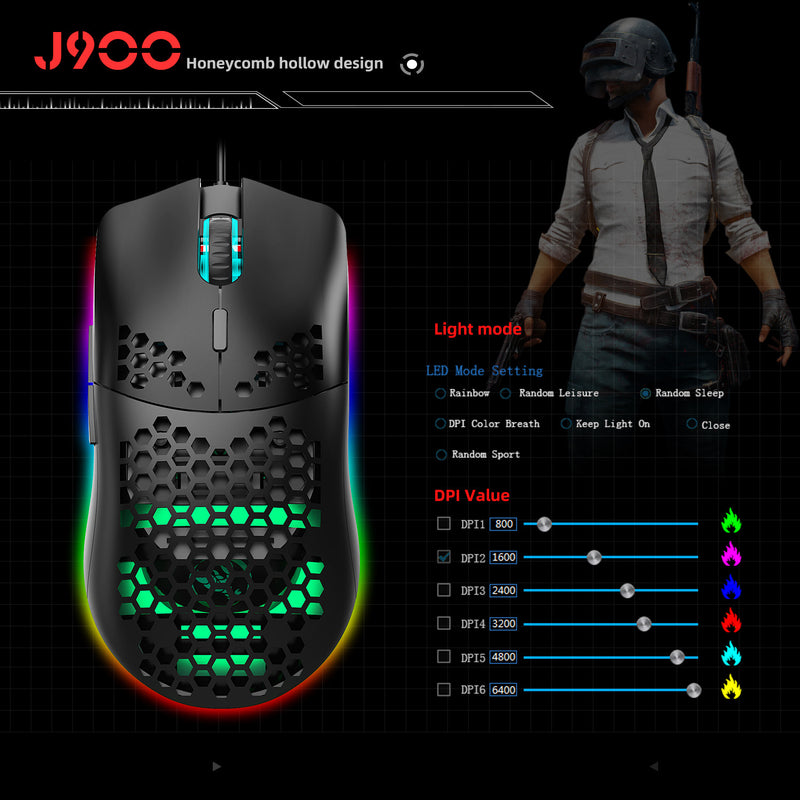 Load image into Gallery viewer, Silence Lightweight Wire Programmable Mouse Gaming Mouse Silence - 6400 DPI
