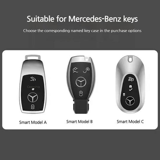 Mercedes Benz Aluminum Alloy Leather Car Key Fob Case Cover For Benz A, C, E, S, G-Class, GLA, GLB, GLC, GLE, GLS, CLA, CLS, EQC