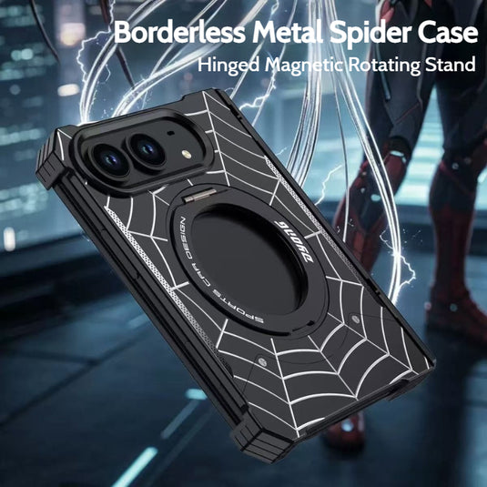 Apple iPhone Duo Frameless Mecha Metal Spiderman Rotating Magnetic Stand Case
