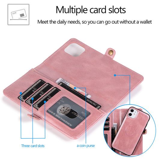 [With Card Slot] Apple iPhone 16/Pro/Pro Max/Plus Multi-Functional Leather 2-in-1 Wallet Series Case