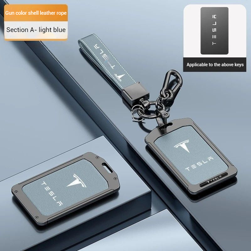 Load image into Gallery viewer, Tesla Alloy-Framed Leather Card Key Case for Model 3 &amp; Model Y - i-Station Mobile Phone &amp; Electronic Device Repair and Accessories
