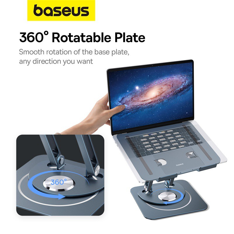 Load image into Gallery viewer, Baseus UltraStable Pro Series Rotatable and Foldable Laptop Stand (Three-Fold Version) Space Grey
