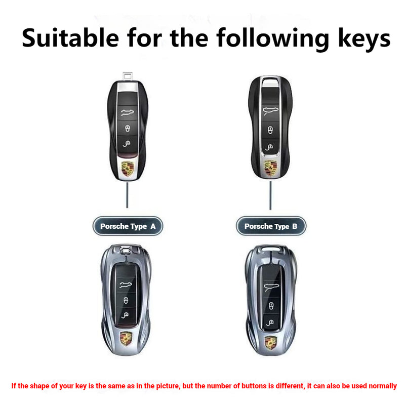 Load image into Gallery viewer, Porsche Stylish Metal Car Key Fob Case Cover For Cayenne, Macan, Panamera, Taycan, 718, 911
