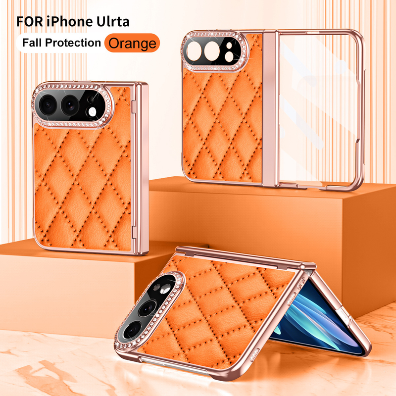 Load image into Gallery viewer, Apple iPhone Ultra / Fold - Luxury Diamond Leather-Textured Folding Case with Hinge Protection
