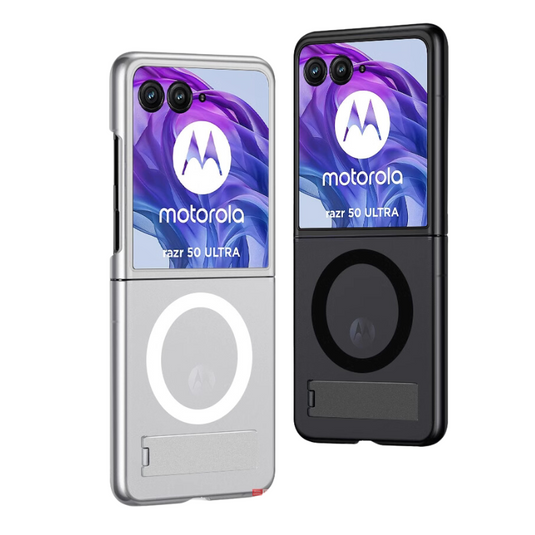 [Built-in Stand][Magsafe Compatible] Motorola Moto Razr 40/Ultra - Full Cover Shockproof Translucent Frosted Finish Stand Series Case