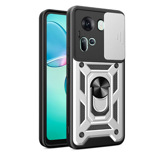 [Built-in Ring Bracket] Oppo Reno12/Pro 360 Degree Rotatable Metal Ring Outdoor Protective Case With 1 Piece Tempered Glass Film