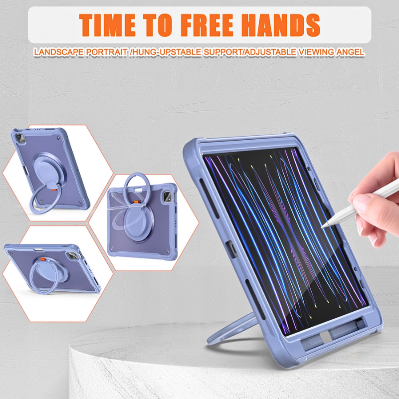 Load image into Gallery viewer, Apple iPad 7/8/9 10.2&#39;&#39; 7/8/9th Gen (2019/2020/2021) 360° Rotating Stand Transparent Shockproof Protective Case
