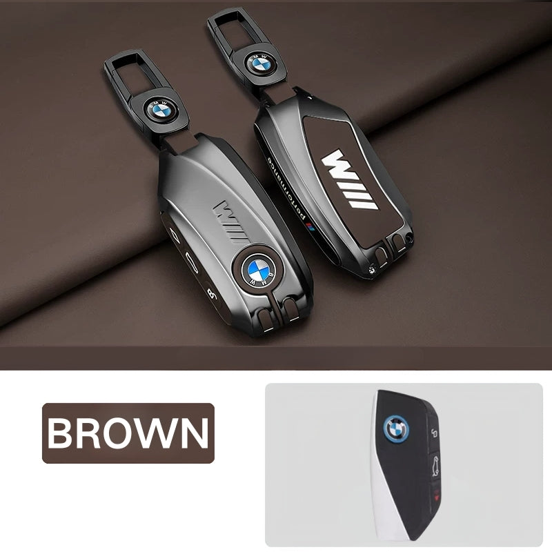 Load image into Gallery viewer, BMW Premium Leather Protection Car Key Fob Case Cover For BMW 5 Series (530), 3 Series (330Li), 7 Series, X1, X3, X5, iX3 (2026)
