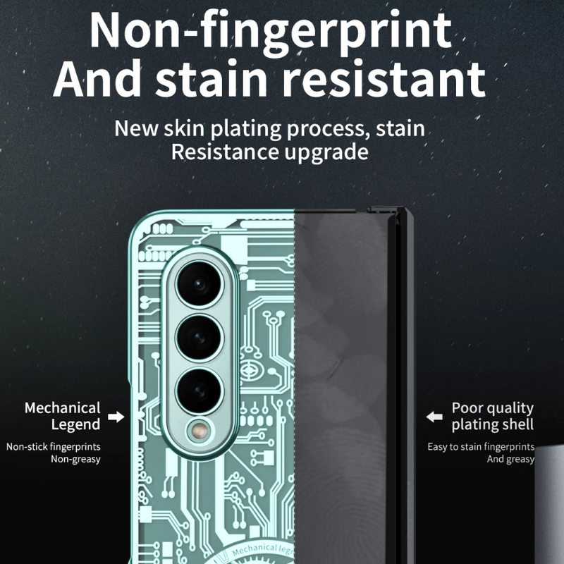 [Built-in Screen Protector] Samsung Galaxy Z Fold 3 SM-F926 Electroplated Mechanical Gear Full-cover Fashion-Forward Series Case - i-Station Mobile Phone & Electronic Device Repair and Accessories