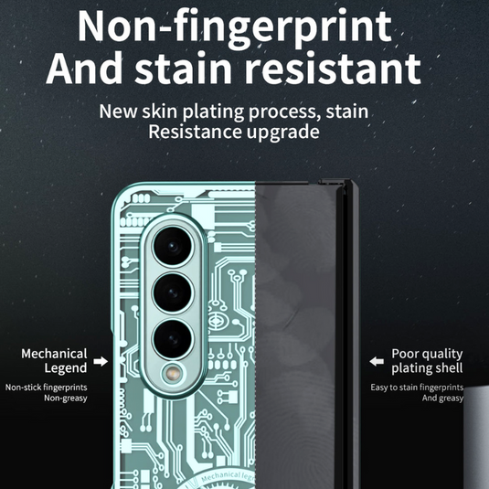 [Built-in Screen Protector] Samsung Galaxy Z Fold 3 SM-F926 Electroplated Mechanical Gear Full-cover Fashion-Forward Series Case