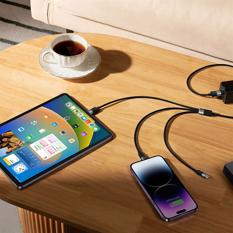 Load image into Gallery viewer, Baseus StarSpeed 1-for-3 Fast Charging Data Cable USB to M+L+C 3.5A 1.2m

