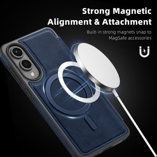 [With Card Slot][Magsafe Compatible] Samsung S25/Plus/Ultra/Edge Premium Multi-functional Leather Folding Shockproof Wallet Series Case