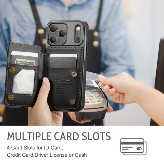 [With Card Slot] Apple iPhone 17/Air/Pro/Pro Max RFID Flip Premium Leather Wallet Series Case