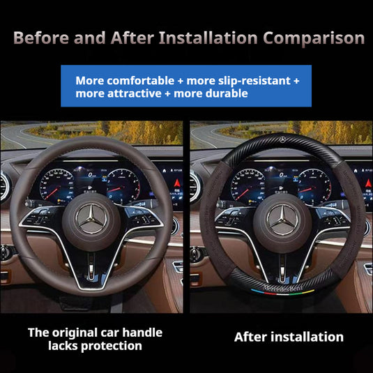 Mercedes-Benz Suede Carbon Fiber Car Steering Wheel Covers For C260L, C200L, GLC, GLA,  E300L, A180, GLB220, CLA
