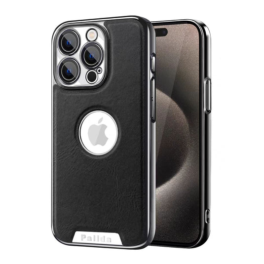 [With Camera Protector] Apple iPhone 15/Pro/Pro Max - Business Electroplated Leather Heat Dissipation Shockproof Case