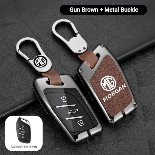 MG Zinc Alloy + PU Leather Car Key Fob Case Cover For MG3, MG5, MG6, MG7, ZST, ZS, GS, MG ONE, MG4 EV