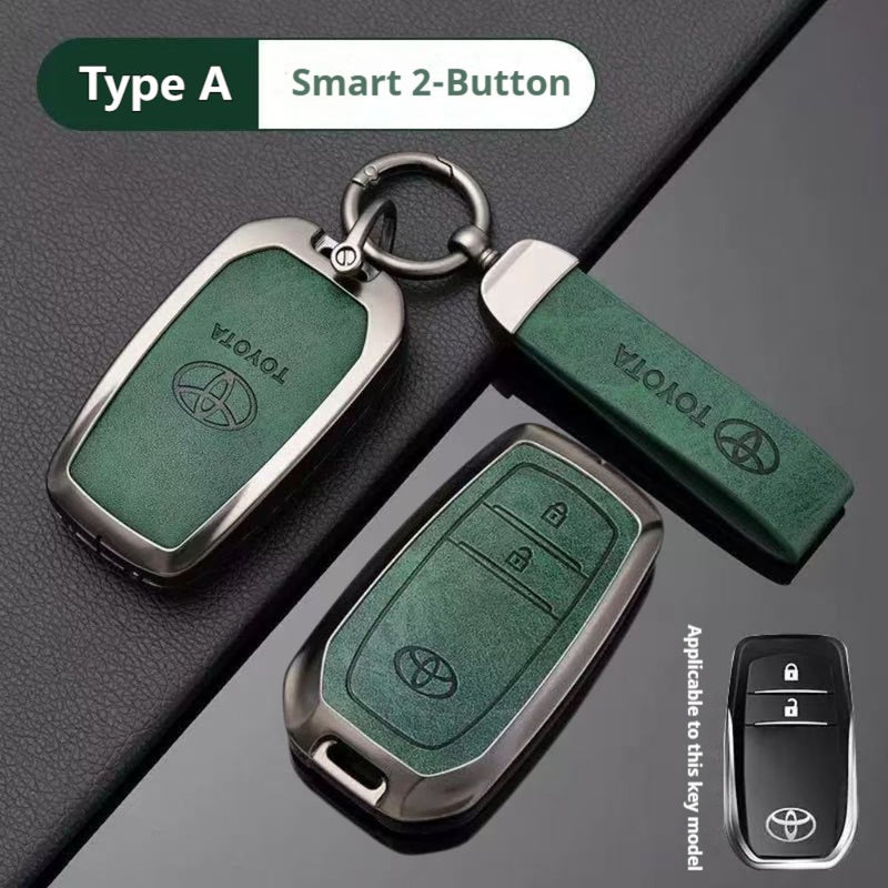 Load image into Gallery viewer, Toyota Zinc Alloy + PU Leather Car Key Fob Case Cover For Camry, RAV4, Highlander, Prado, Crown
