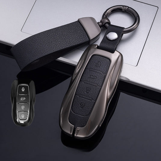 Ford Zinc Alloy Leather Folding Key Case For Ranger, Mustang, Everest, Escape, Puma, Transit, Focus, Fiesta, Ranger Raptor, Mondeo