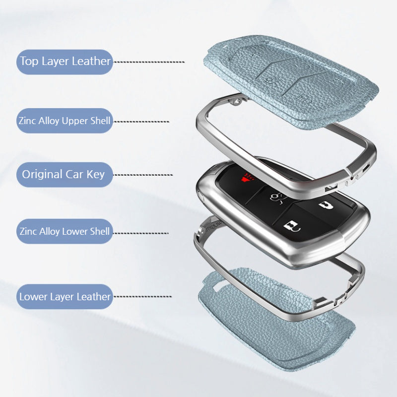 Load image into Gallery viewer, Cadillac Zinc Alloy + Leather Protection Car Key Fob Case Cover For XT5, TS-L, CT6, XT4, XTS - i-Station Mobile Phone &amp; Electronic Device Repair and Accessories
