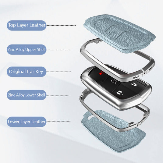 Cadillac Zinc Alloy + Leather Protection Car Key Fob Case Cover For XT5, TS-L, CT6, XT4, XTS - i-Station Mobile Phone & Electronic Device Repair and Accessories