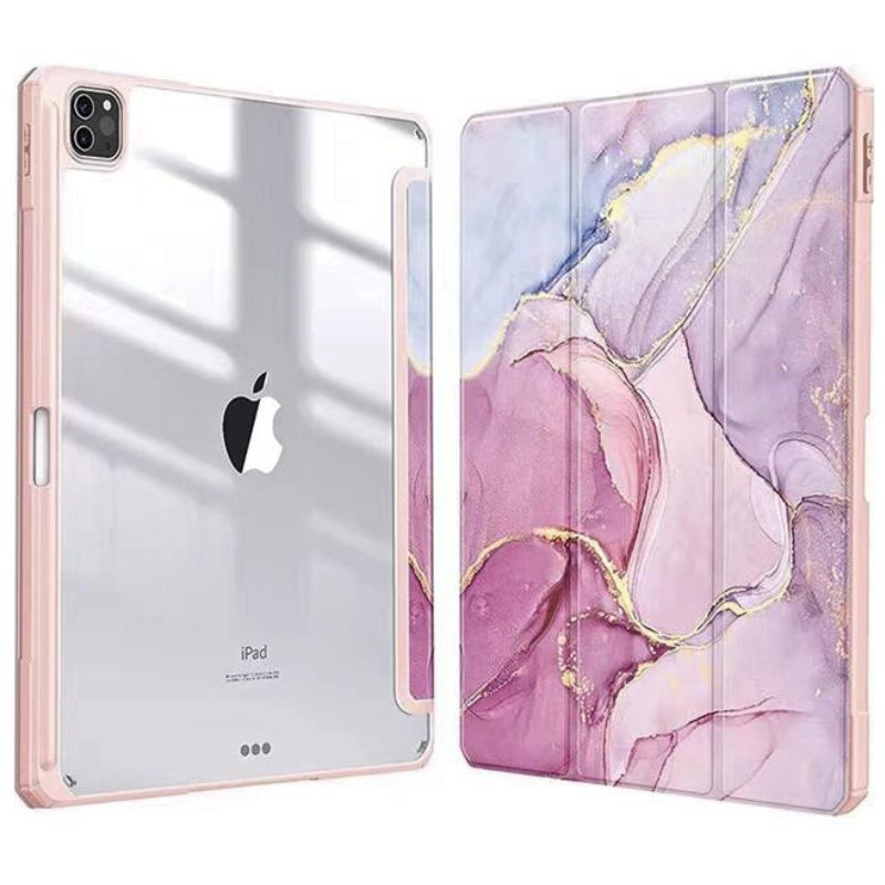 Load image into Gallery viewer, Apple iPad Pro 11-inch 7th Gen (2024) Painted Marble Transparent Acrylic Flip Case With Pen Slot
