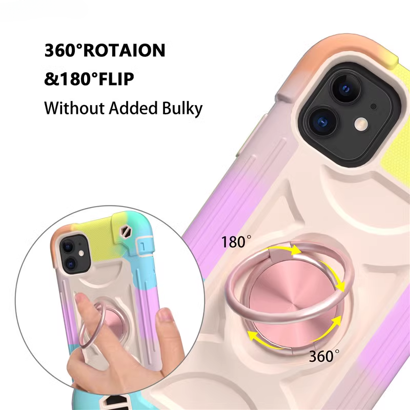 Load image into Gallery viewer, [Built-in Ring Bracket] Apple iPhone 15/Pro/Pro Max/Plus Colorful Thickened Silicone Heavy Duty Series Case
