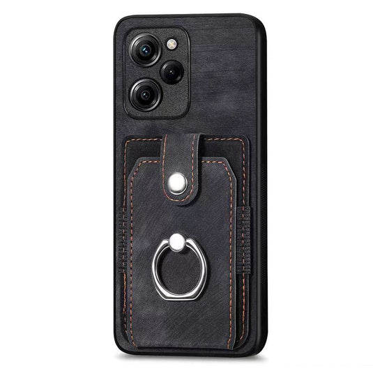 [Built-in Ring Bracket][With Card Solt] OPPO A16K CPH2349 Full-coverage Leather Shockproof Wallet Series Case