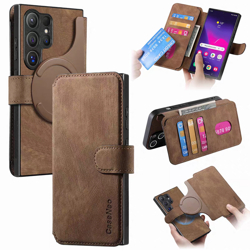 Load image into Gallery viewer, [Magsafe Compatible][Detachable] Samsung Galaxy A70 SM-A705/S SM-A707 Leather Flip Shockproof Wallet Series Case With Card Slot
