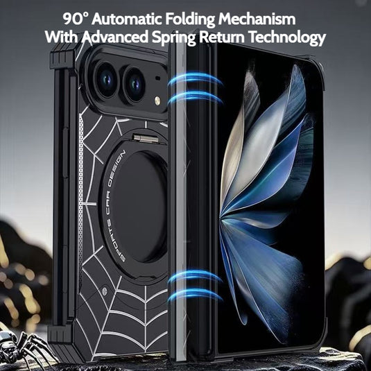 Apple iPhone Duo Frameless Mecha Metal Spiderman Rotating Magnetic Stand Case