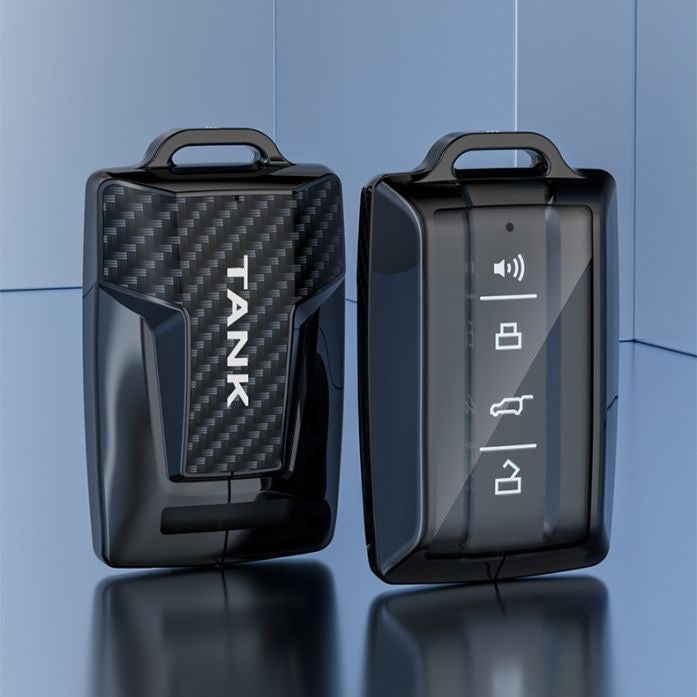 Load image into Gallery viewer, Great Wall Zinc Alloy + Carbon Fiber Texture Car Key Fob Case Cover For Tank 300, 400, 500
