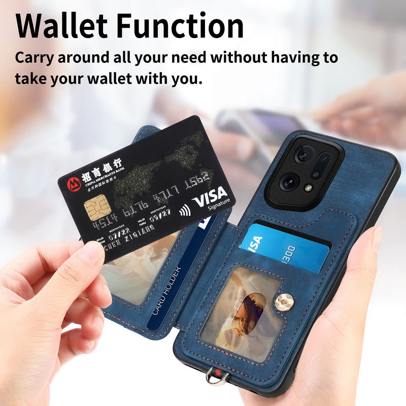 Load image into Gallery viewer, [Built-in Ring Kickstand] OPPO A80 5G - Multi-functional Wallet Stand Shockproof Case With Lanyard

