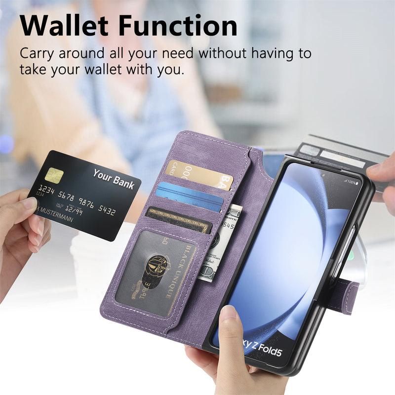 Load image into Gallery viewer, [Magsafe Compatible][Detachable] Samsung Galaxy Z Fold3 SM-F926 Leather Flip Shockproof Wallet Series Case With Card Slot
