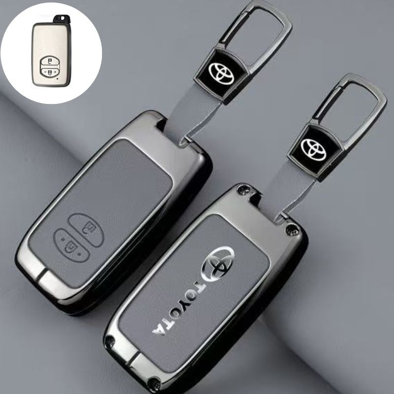 Load image into Gallery viewer, Toyota Full Metal  Coverage + PU Leather Car Key Fob Case Cover For Corolla, Camry, Prado, Avalon
