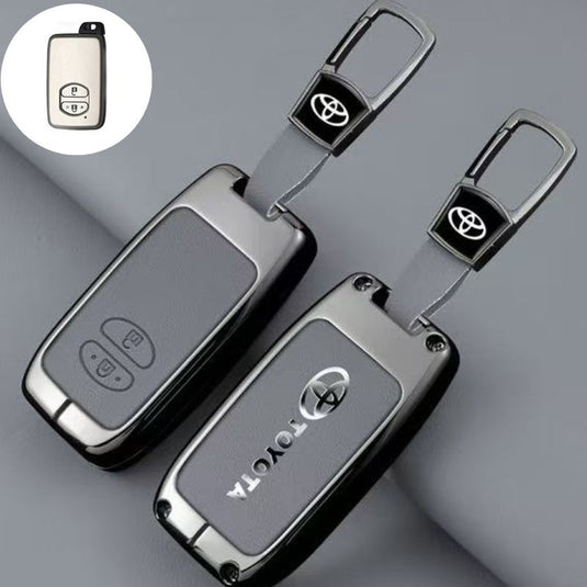 Toyota Full Metal  Coverage + PU Leather Car Key Fob Case Cover For Corolla, Camry, Prado, Avalon