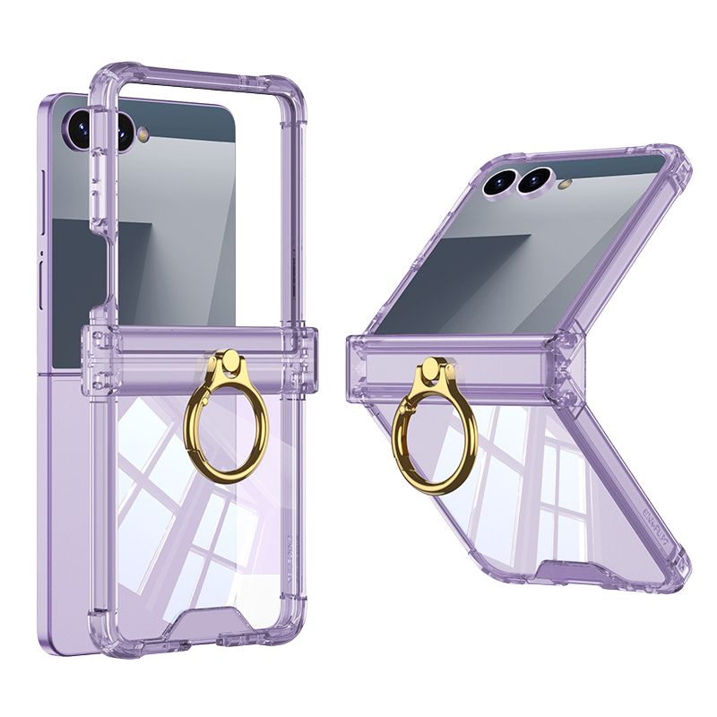 Load image into Gallery viewer, Samsung Galaxy Z Flip7 PC + TPU Full Covered Hinge Transparent Airbag Foldable Ring Case
