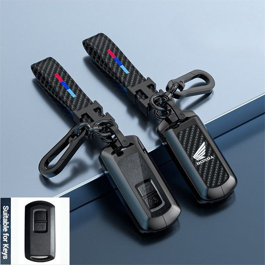 Honda Motorcycle Zinc Alloy + Carbon Fiber Texture Car Key Fob Case Cover For PCX 125, PCX 150, PCX 160, X-ADV, Forza 125, Forza 300, Forza 350, Forza 750, SH125, SH150, SH300, SH350, Scoopy