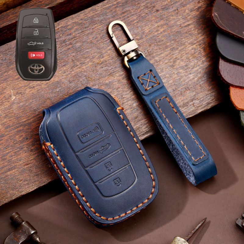 Load image into Gallery viewer, Toyota Handcrafted Genuine Leather Car Key Fob Protective Case Cover For Highlander, RAV4, Camry, Sienna, Tacoma, 4Runner, Tundra, Sequoia, Land Cruiser
