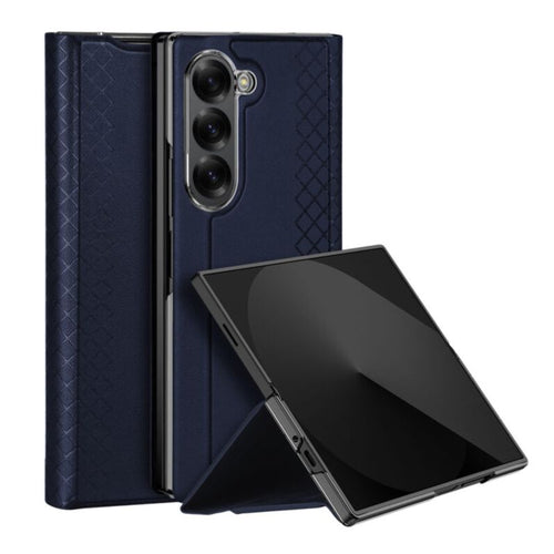 [With Card Slot] Samsung Galaxy Z Fold 6 - Premium PU Leather Strong Magnetic Foldable Protective Case